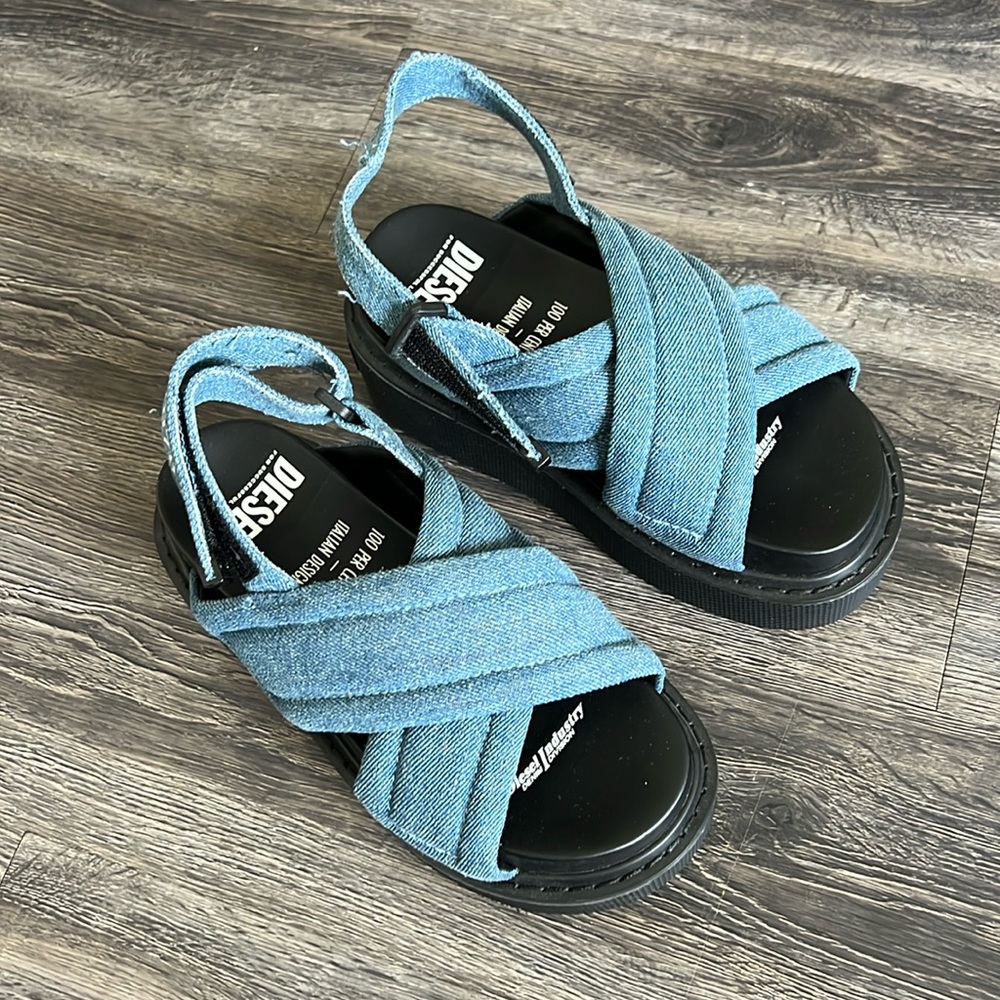 Diesel denim platform sandals